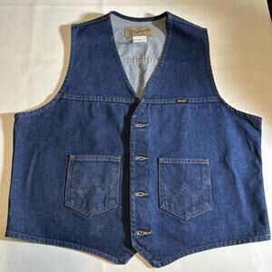 Vintage Wrangler Size XL Authentic Western Denim Vest 74130PW Cowboy Rancher